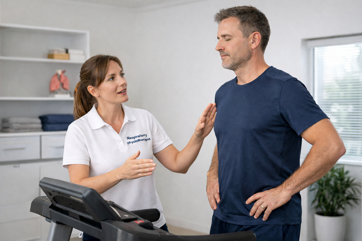 Respiratory Physiotherapy consulting with a client