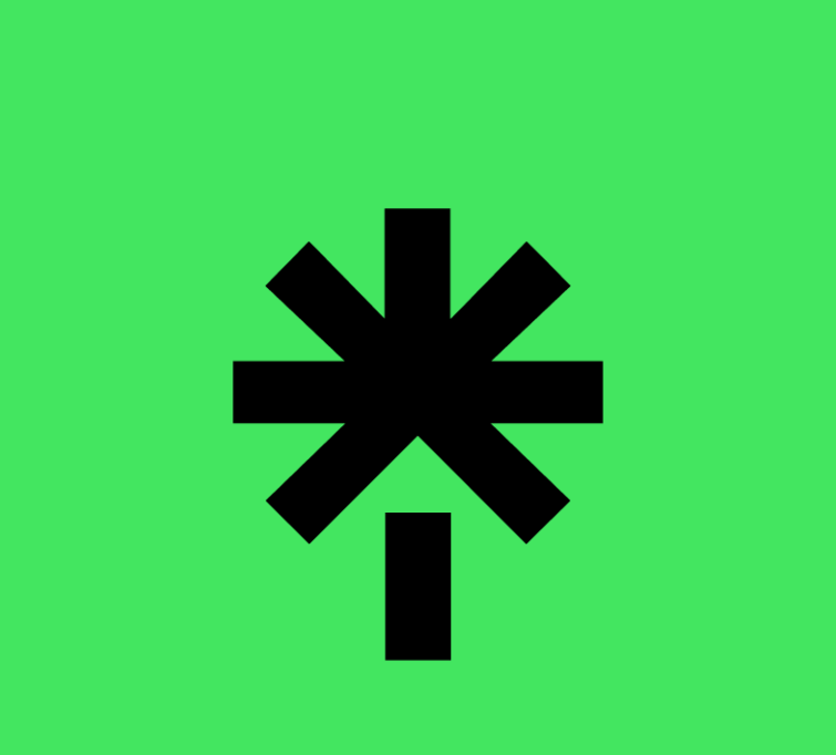 Black asterisk symbol on a green background.
