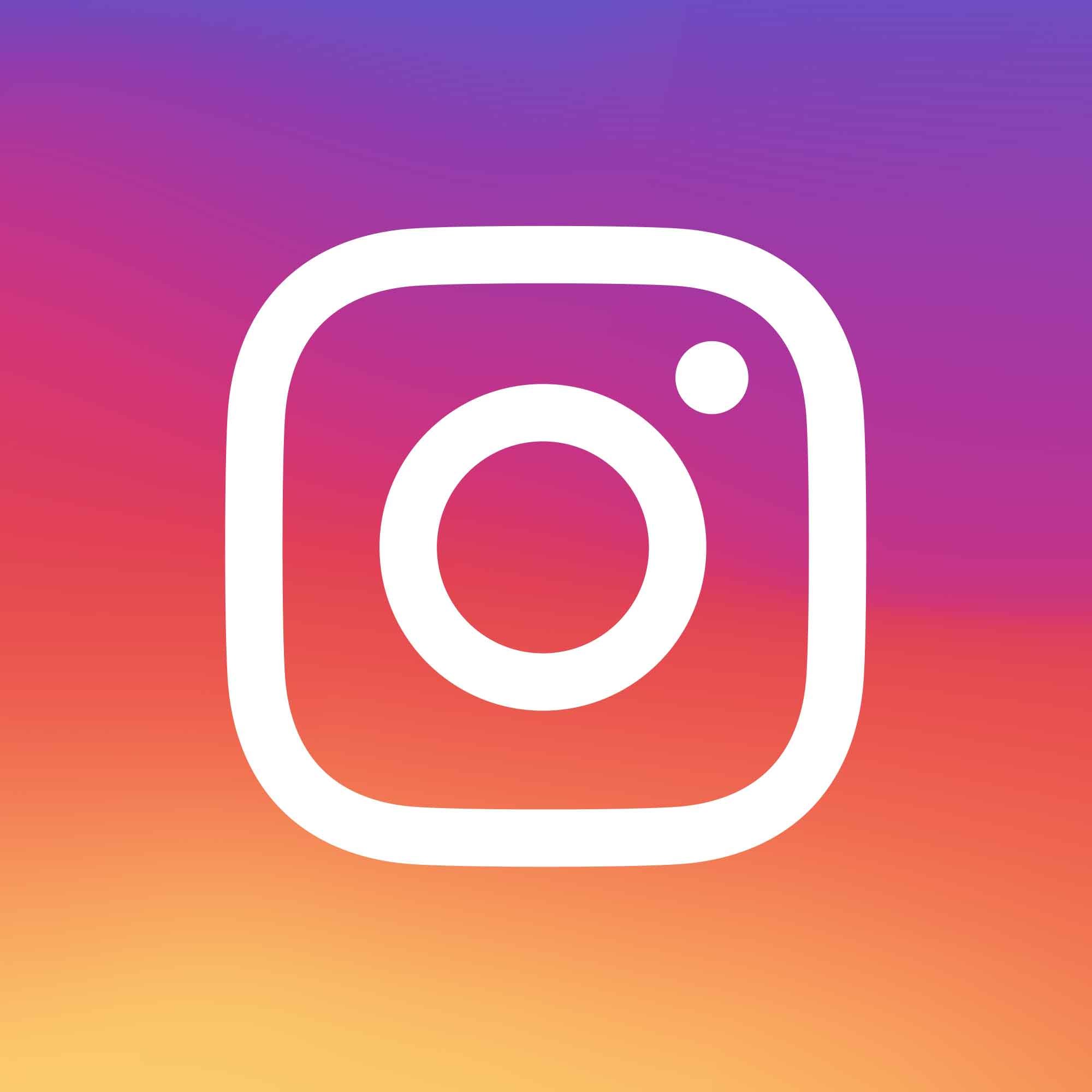 Instagram logo with a colorful gradient background.