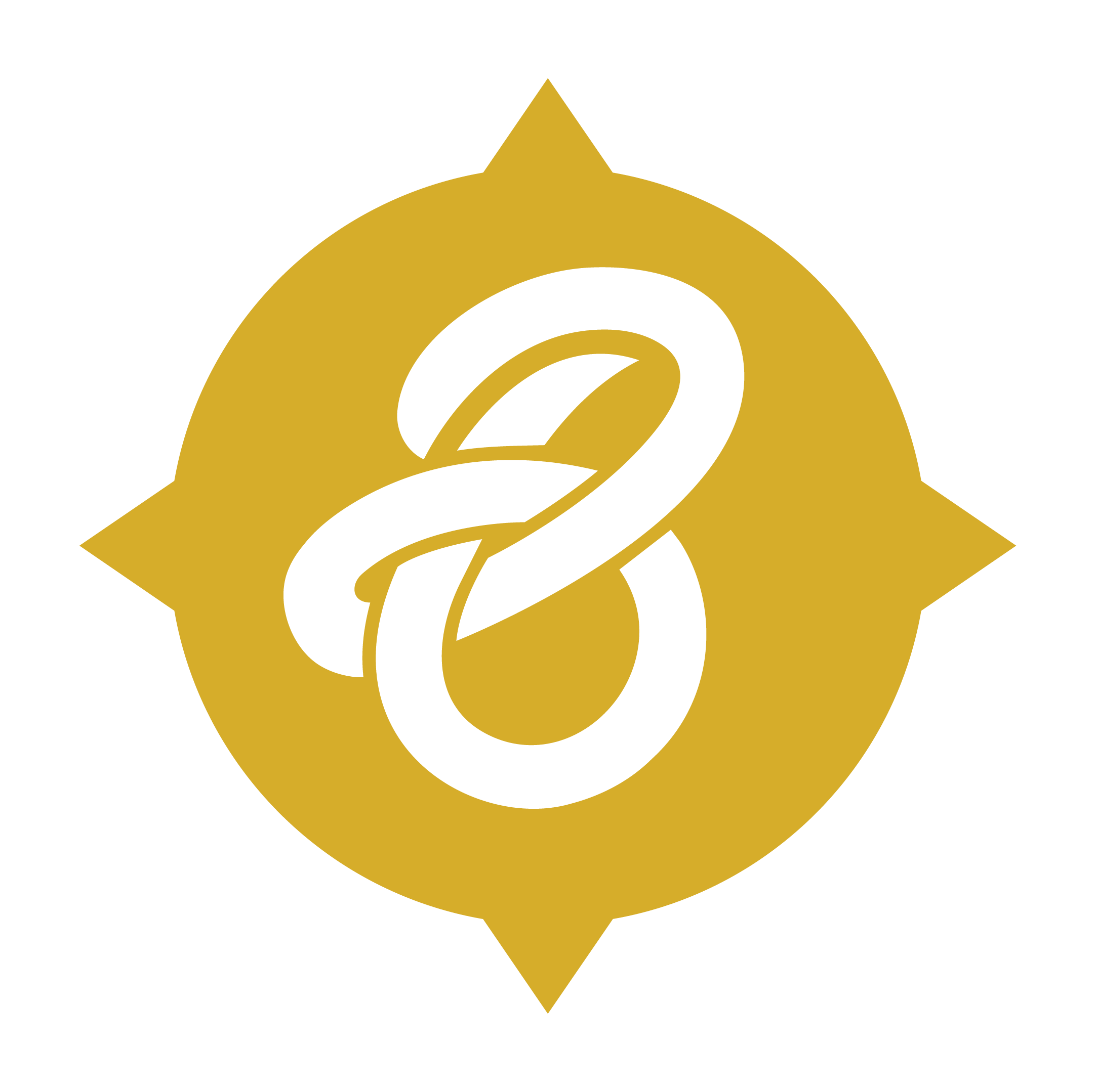 Stylized letter B in an abstract compass shape.