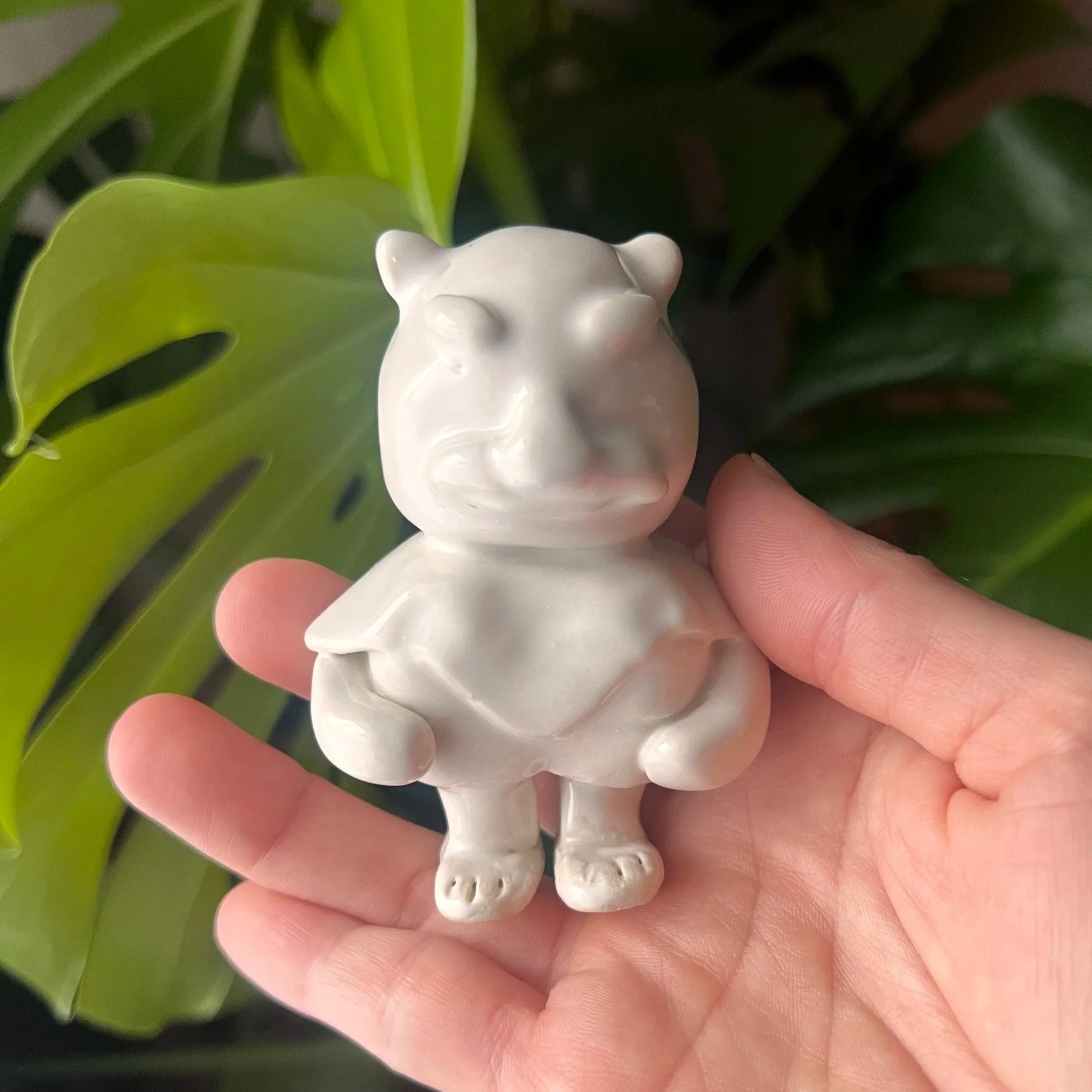 Ceramic figure of tiger in white glaze