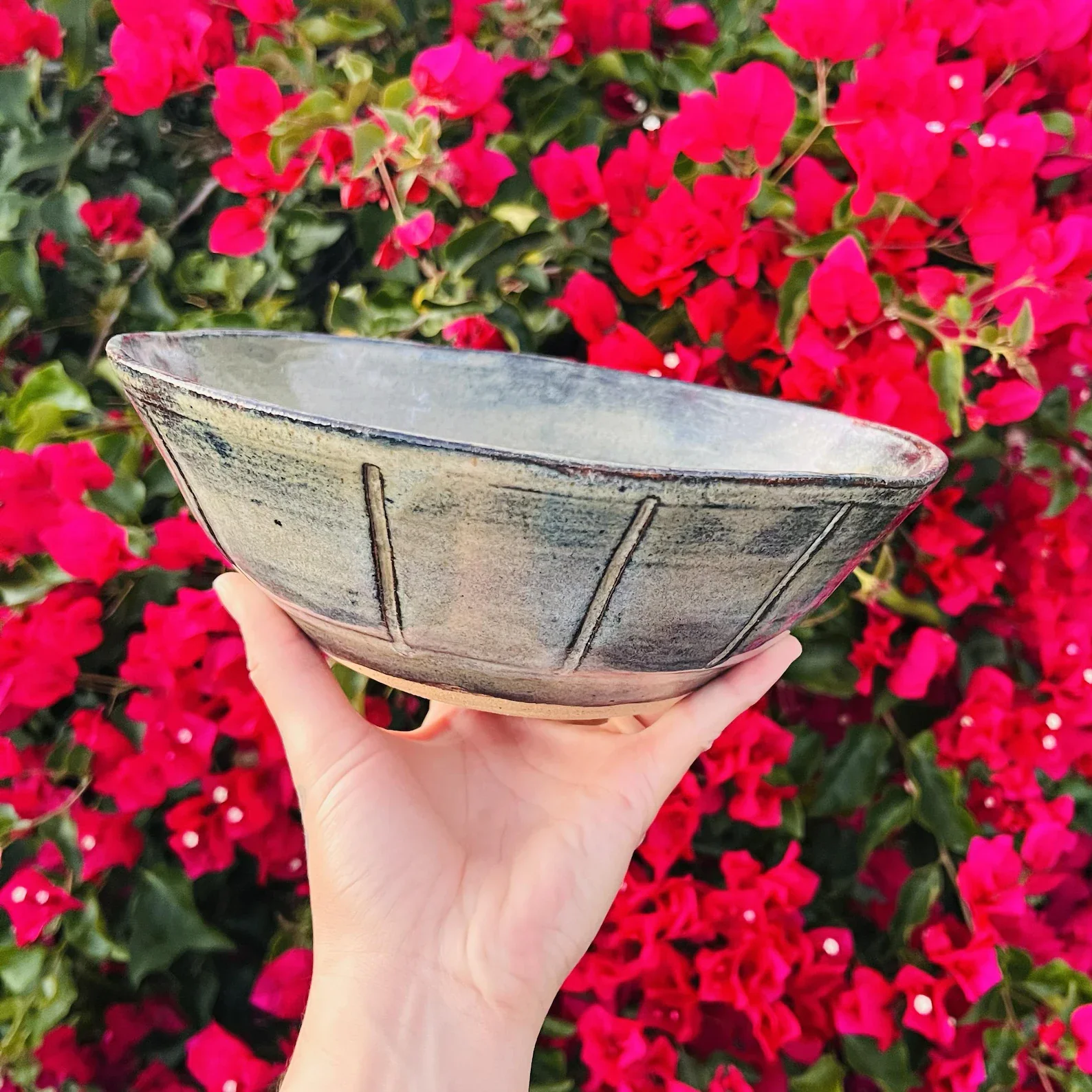 Large Handmade Pottery Bowl – Ash Glaze