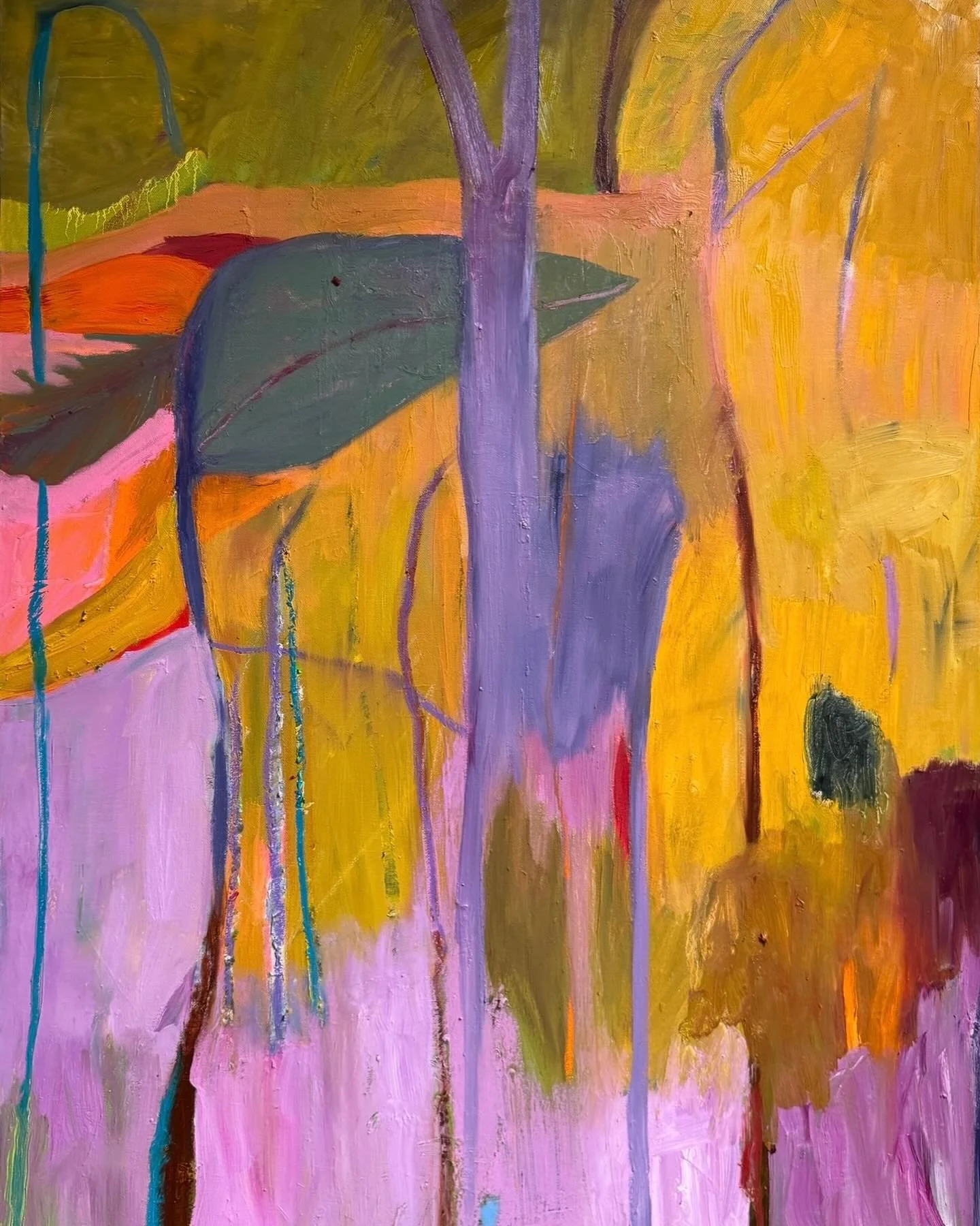 Forest Bathing. Being nurtured by nature. Healing. Stillness. Peace. This leads to joy! Oil on linen. 30 x 40. #abstractart #color #languageofcolor #joy #paint