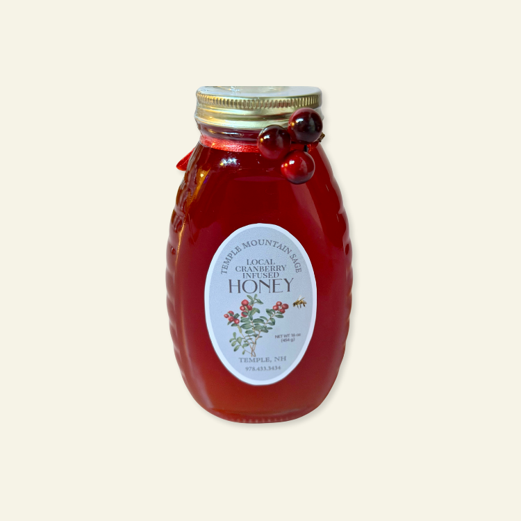 1  lb Cranberry Infused Local Raw Unfiltered Honey