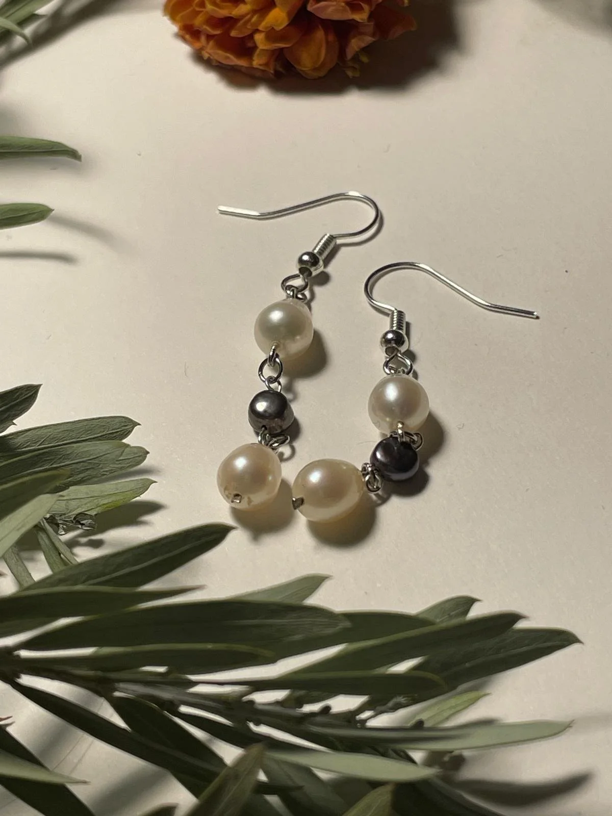 Multi-Toned Triple Drop Pearl Earrings