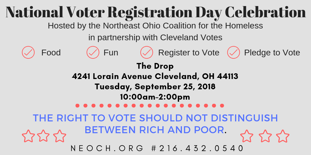 NORTHEAST OHIO COALITION FOR THE HOMELESS CONTINUES TO PROVIDE VOTER REGISTRATION TO PEOPLE EXPERIENCING HOMELESSNESS.