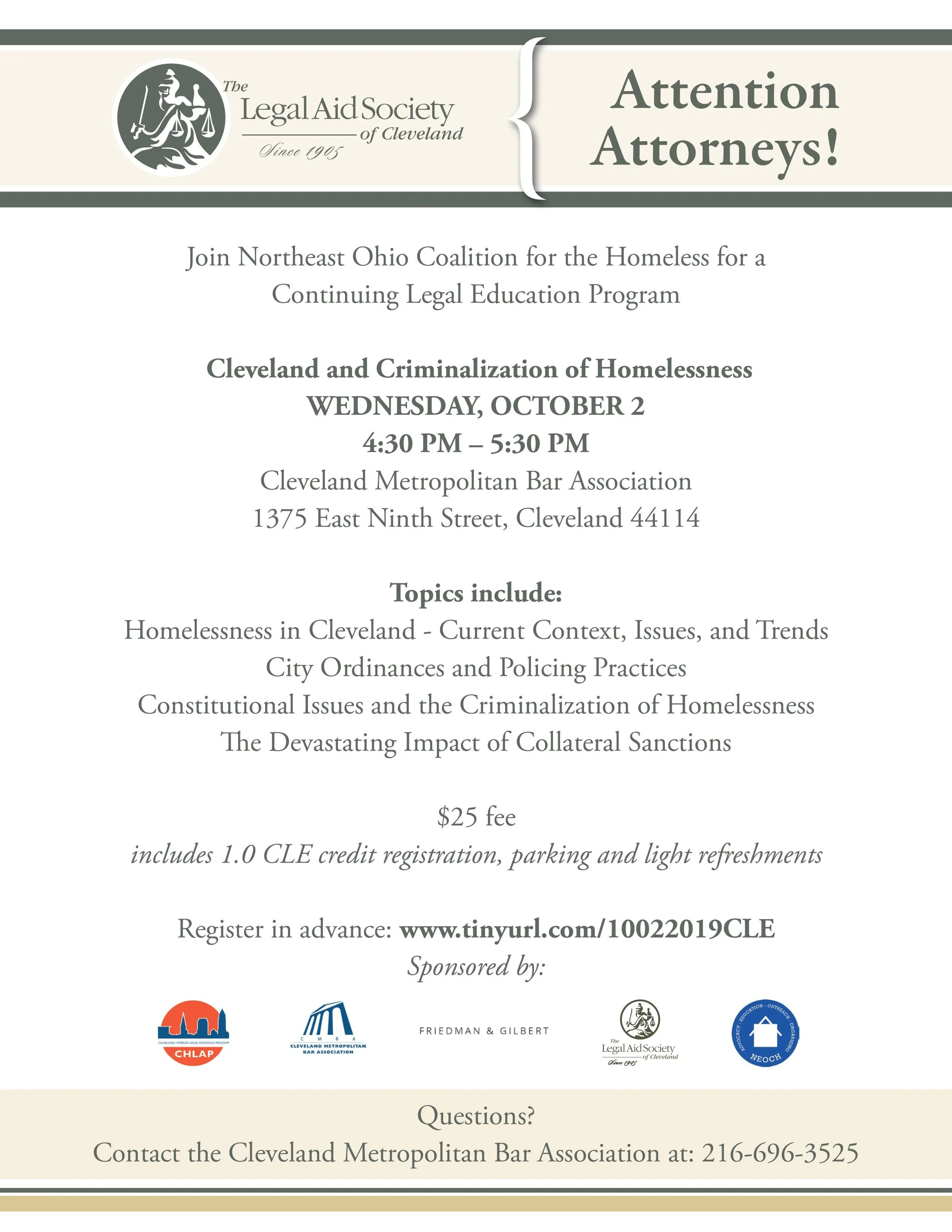 Legal Education on Cleveland and the Criminalization of Homelessness 