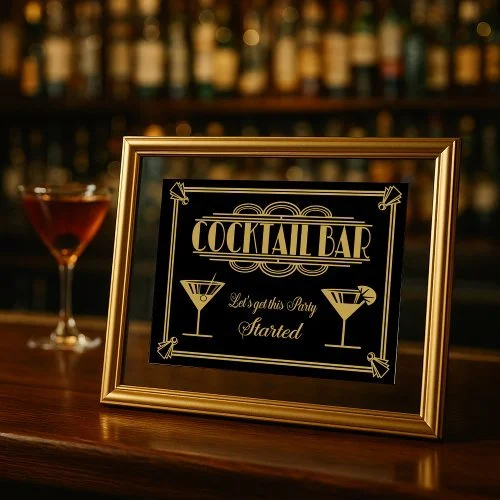 Custom Gold or Silver Bar Menu Sign