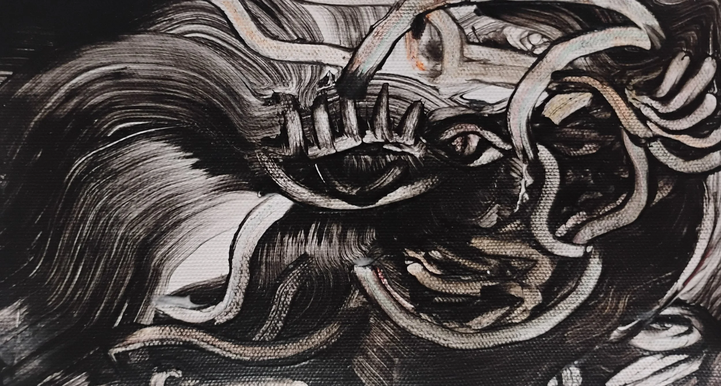 La noche, 2025, Acrylic on canvas, 5 x 9 in