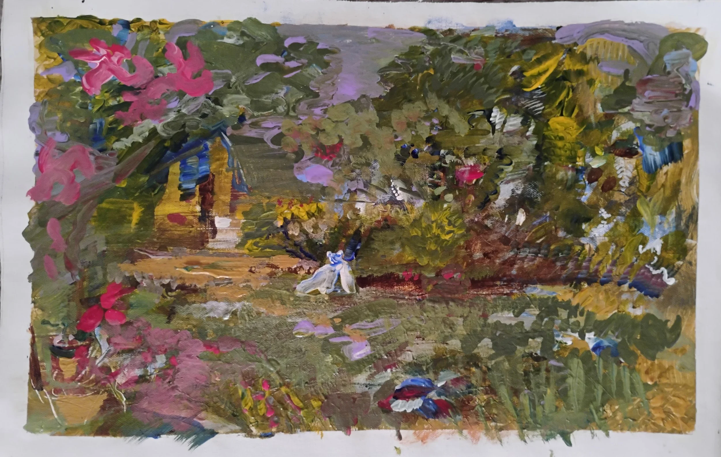 Tony's yard, 2024, Acrylic on canvas, 8 x 10 in