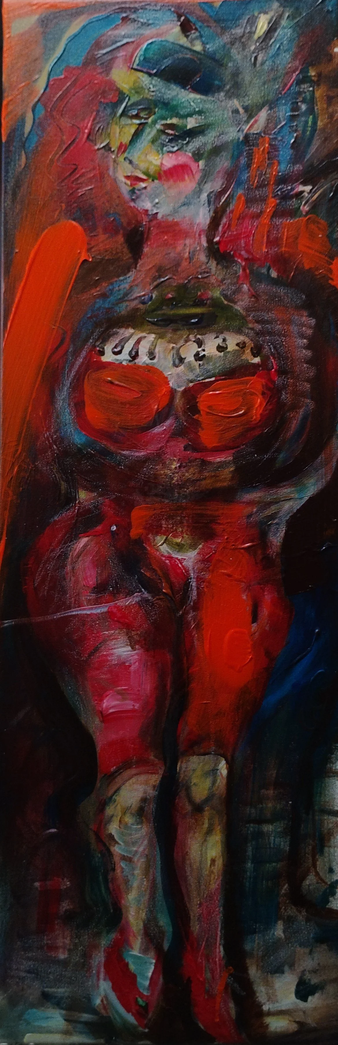 Lady in red, 2024, Acrylic on canvas, 20 x 12 in