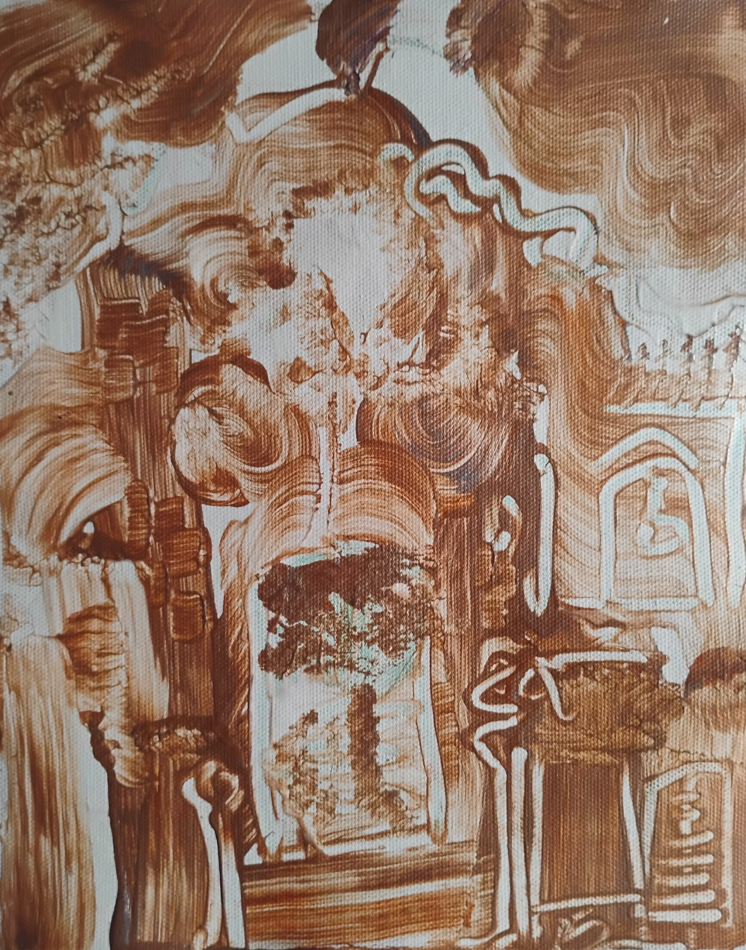 Catedral, 2025, Acrylic on canvas, 10.5 x 8.5 in