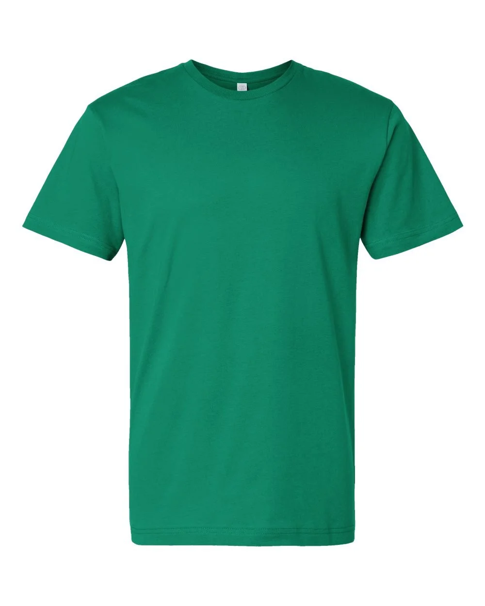 Green T-shirt displayed against a white background.