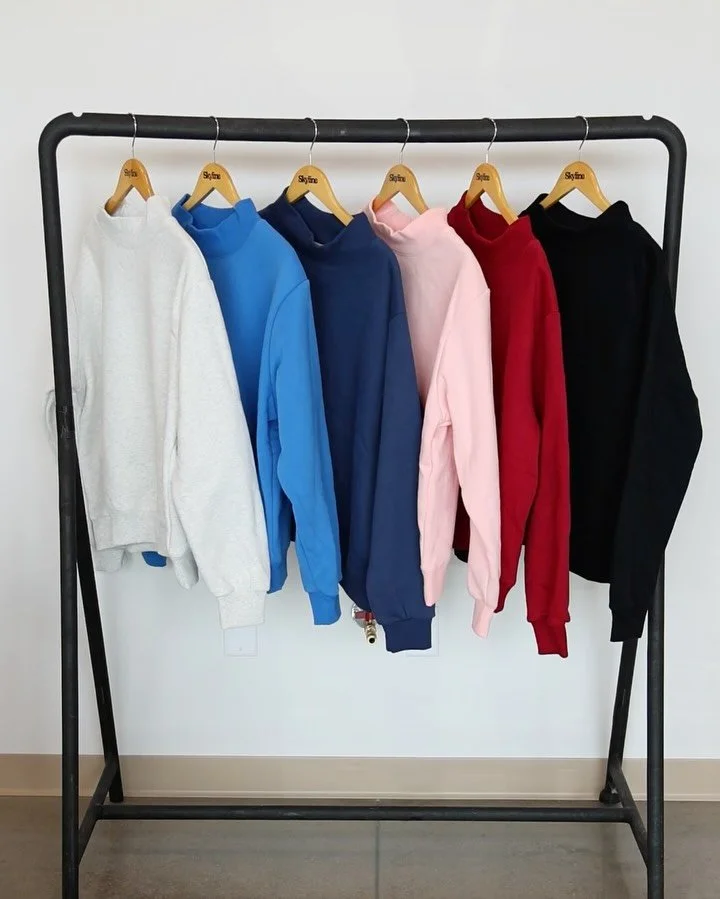 A closer look at our new mocknecks! 5 colors available for your next project