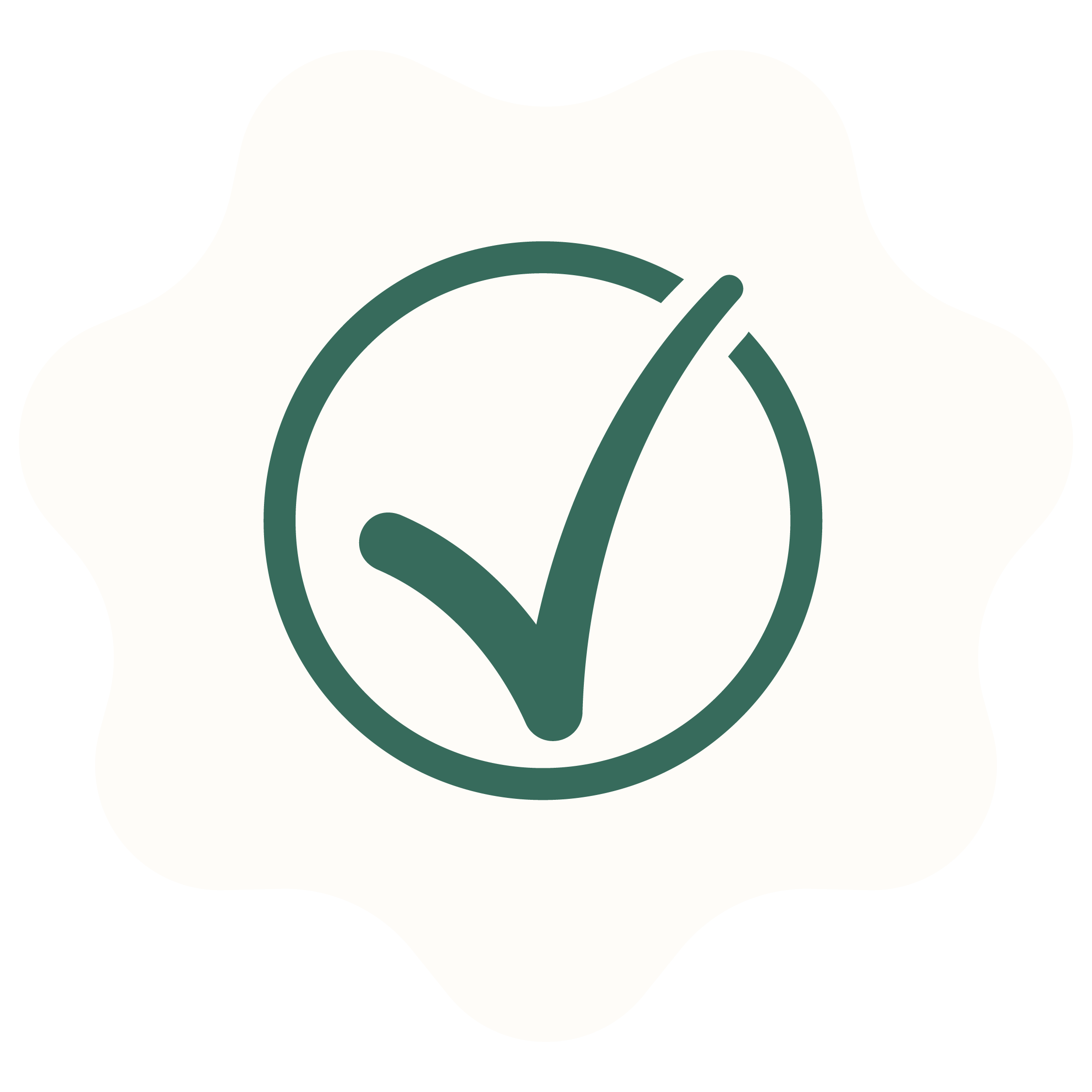 Checkmark inside a circle, symbolizing approval or verification.