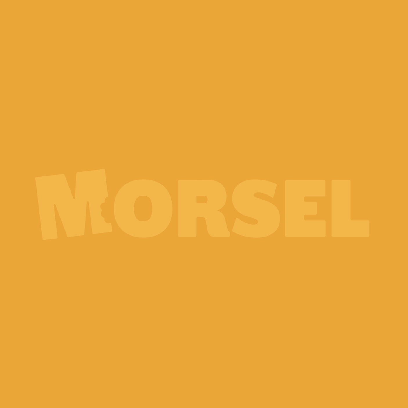 Orange background with the word 'MORSEL' in large, bold, light-colored letters across the center.