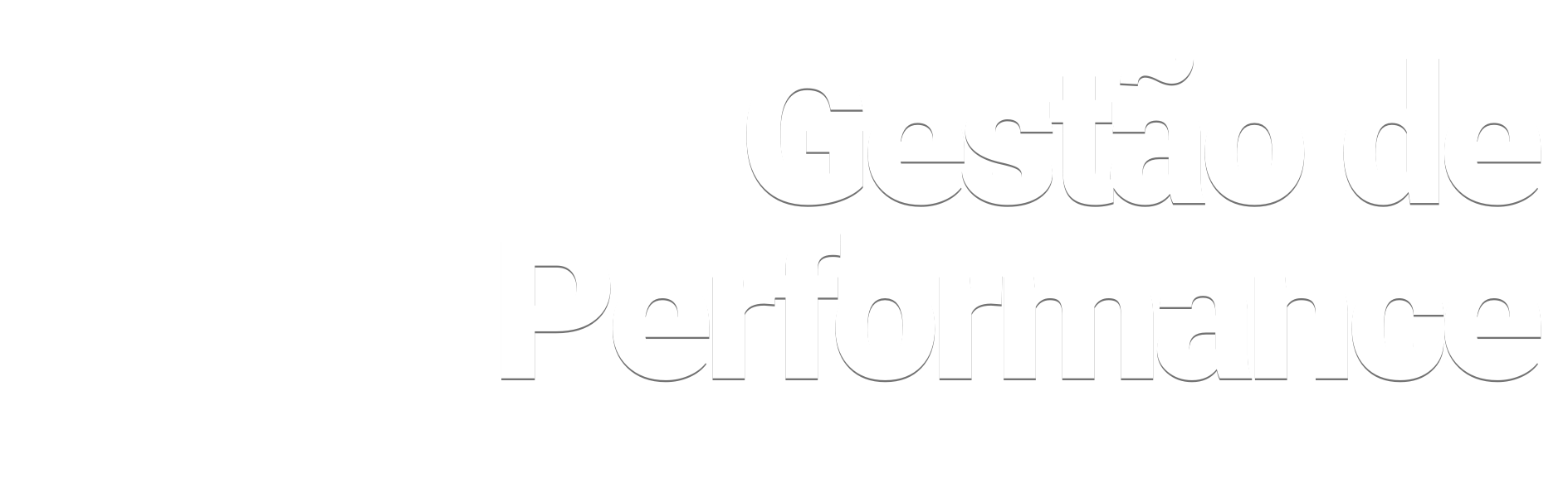 Texto em fundo preto com palavras em destaque: Gestão de Performance.