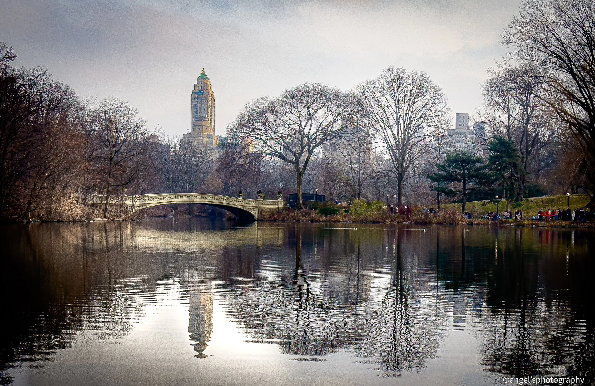 “Bow Bridge Reflections — Winter Calm in Central Park”
