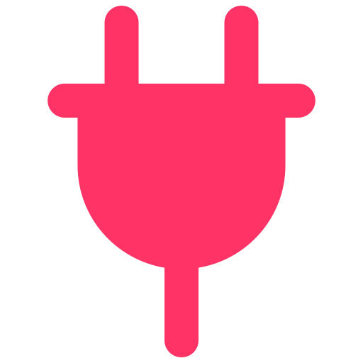 Pink electrical plug icon on a black background.