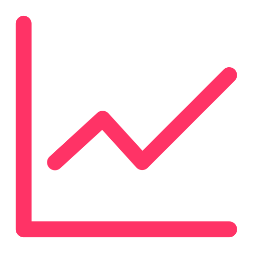 Pink increasing line graph on black background