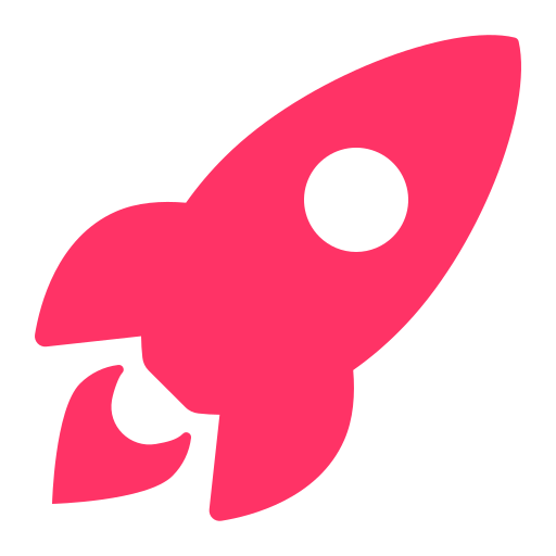 Pink rocket icon with black background