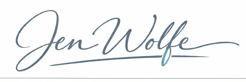 Signature-style text reading 'Jen Wolfe' with a line underneath.