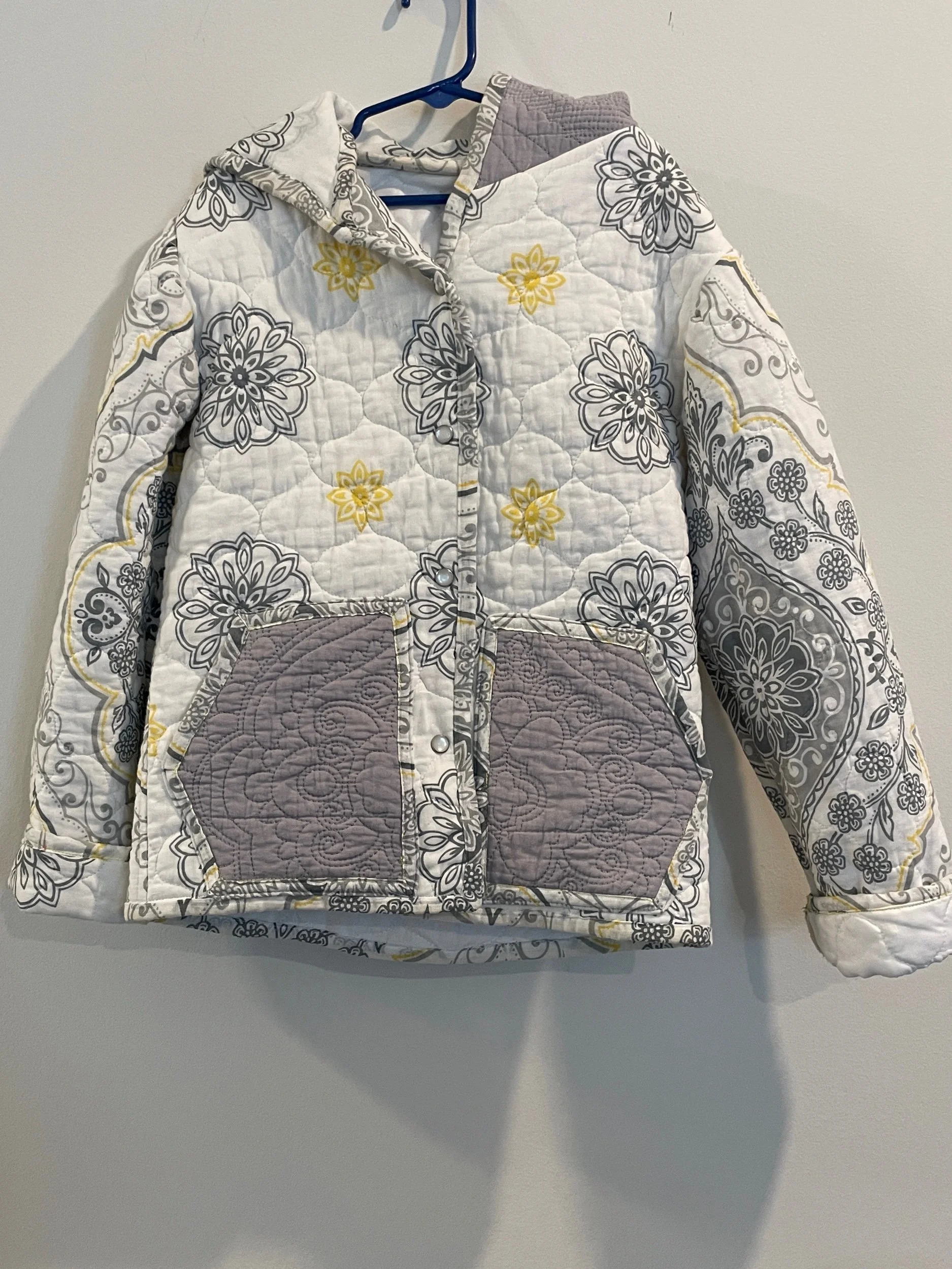 Children's Gray and yellow quilted jacket - 8
