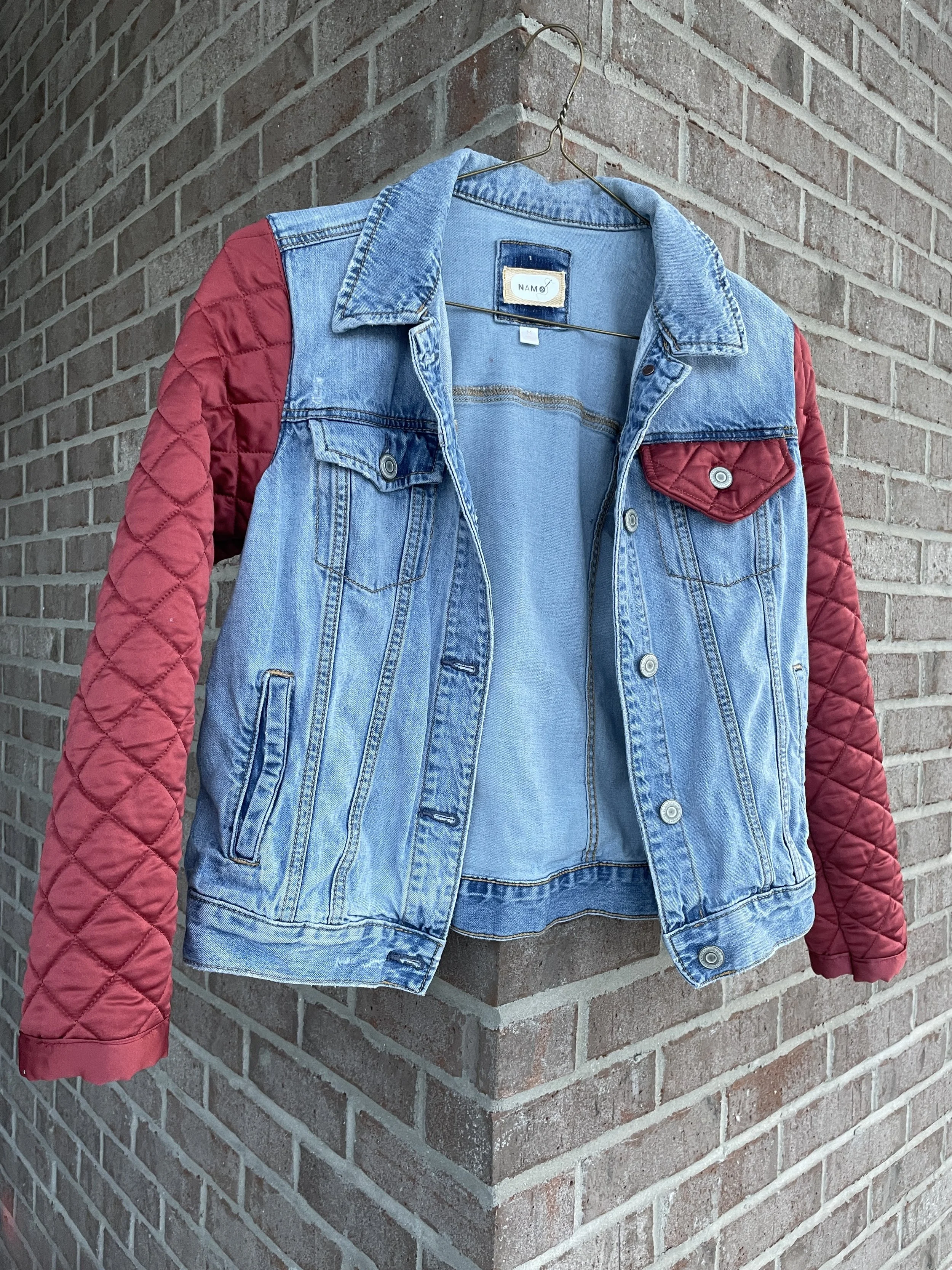 Denim Jacket with Quilted Arms - SMALL