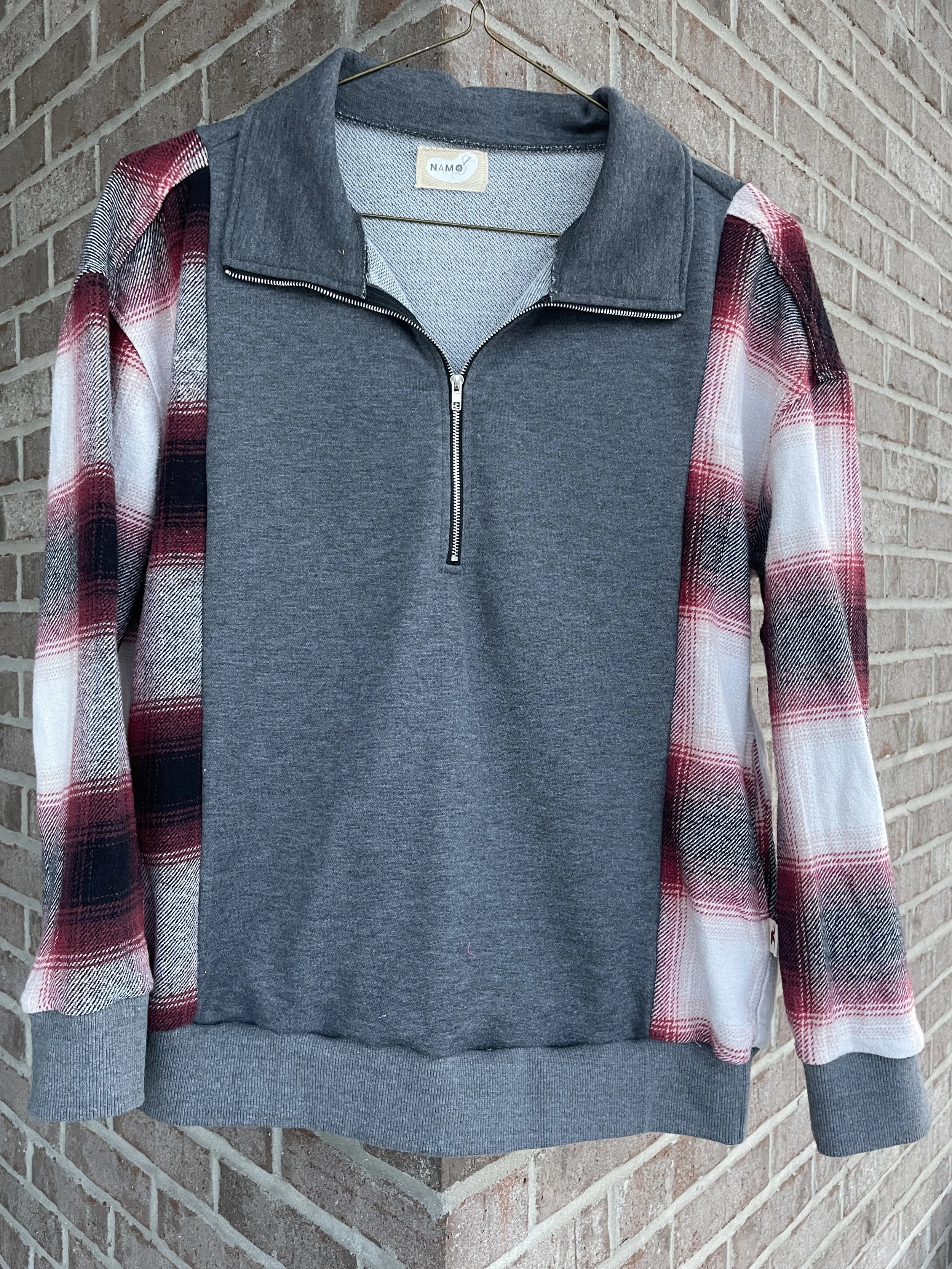 Gray Sweatshirt and Red Flannel - MEDIUM