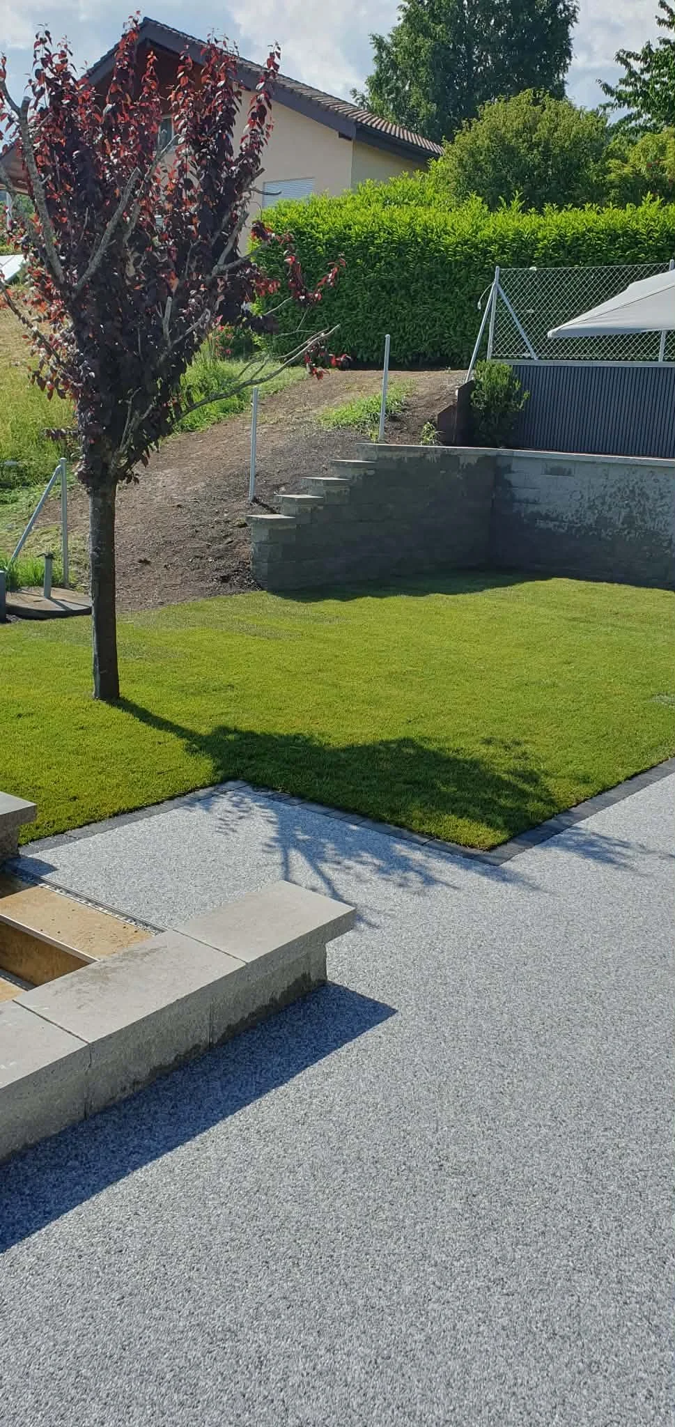 Engazonnement rouleaux + Préparation du sol pour pose de résine