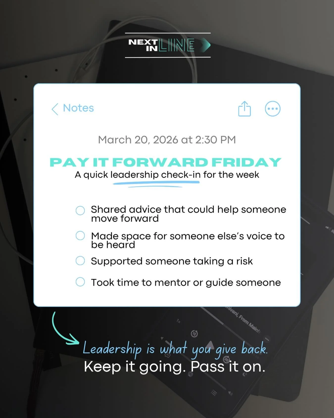 Paying it forward doesn&rsquo;t always look like a big moment.
Most of the time, it&rsquo;s small, intentional actions, sending a message, making an introduction, or simply showing up for someone when it matters.

This week&rsquo;s check-in: how are 