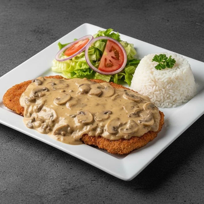 Bistec de Cerdo Salsa Champiñones