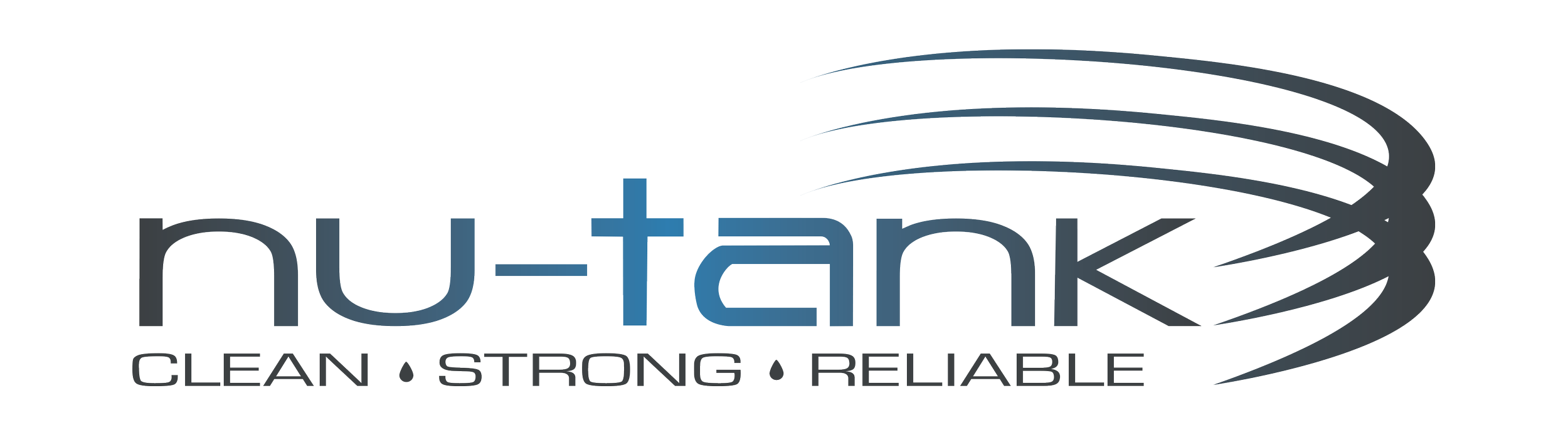 Nu-Tank logo with a swirling globe graphic and words 'CLEAN STRONG RELIABLE' underneath