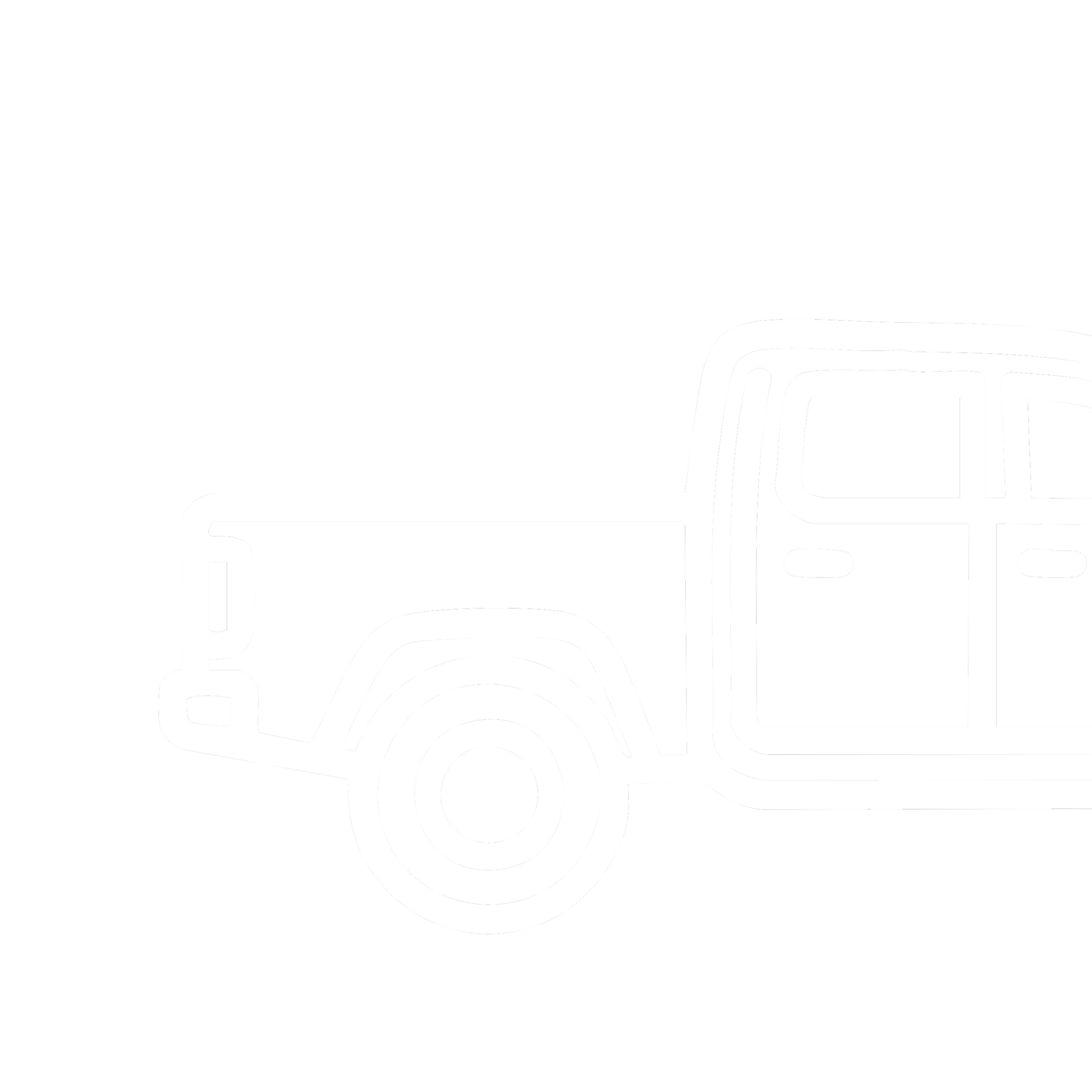 Line drawing of a pickup truck in white on a black background.