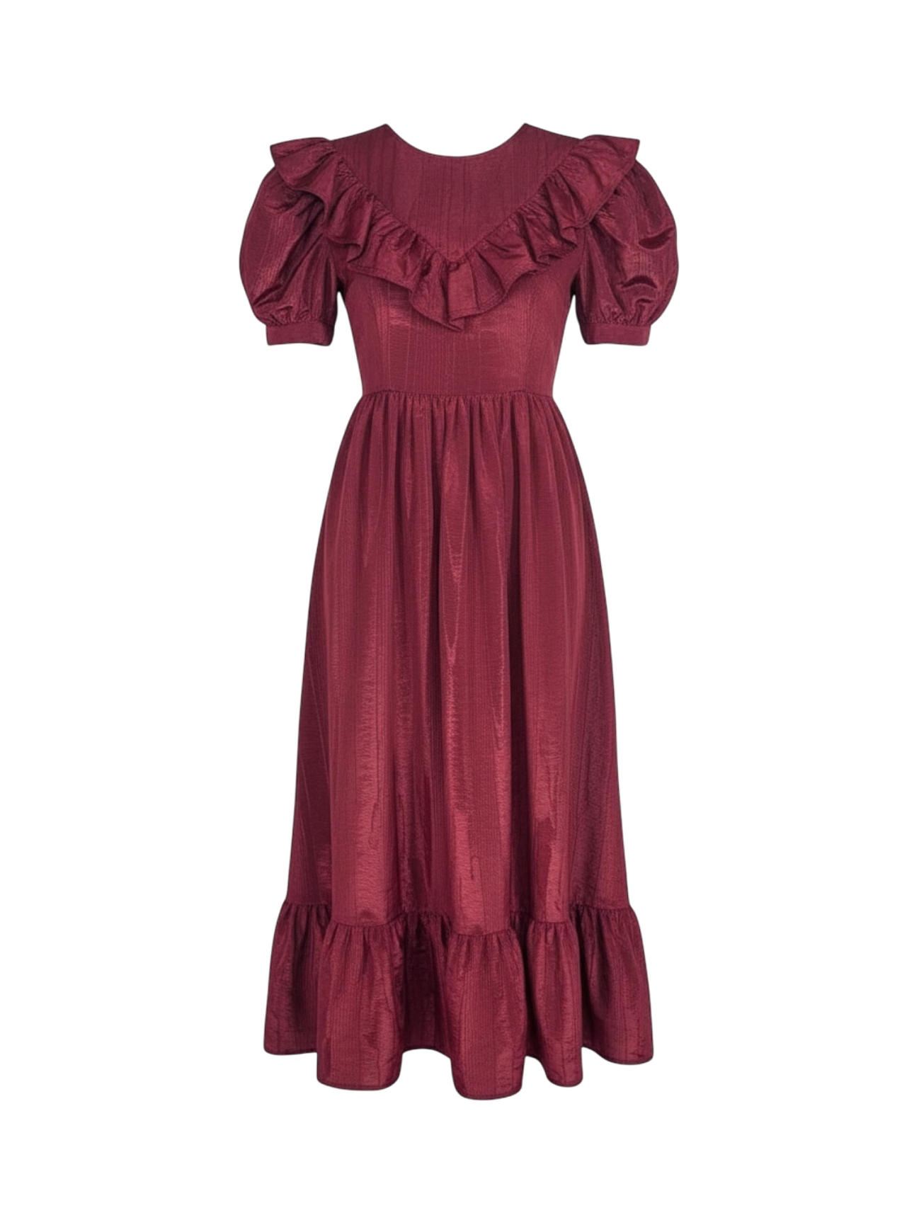 batsheva burgundy prairie dress