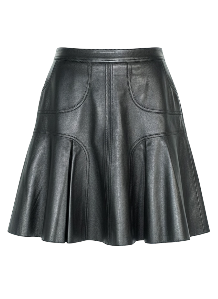 halogen black leather skirt