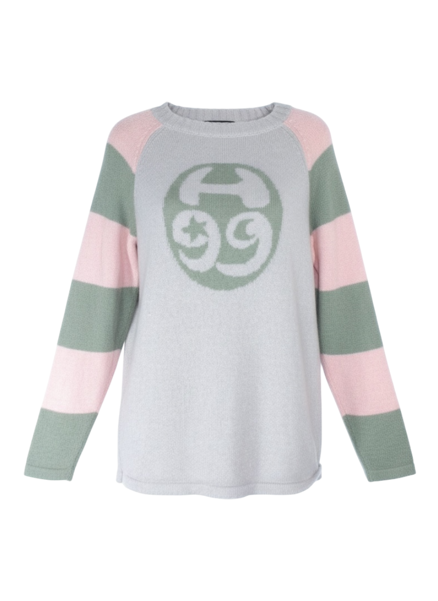 Happy 99 Pink + Grey Mohair Blend Sweater