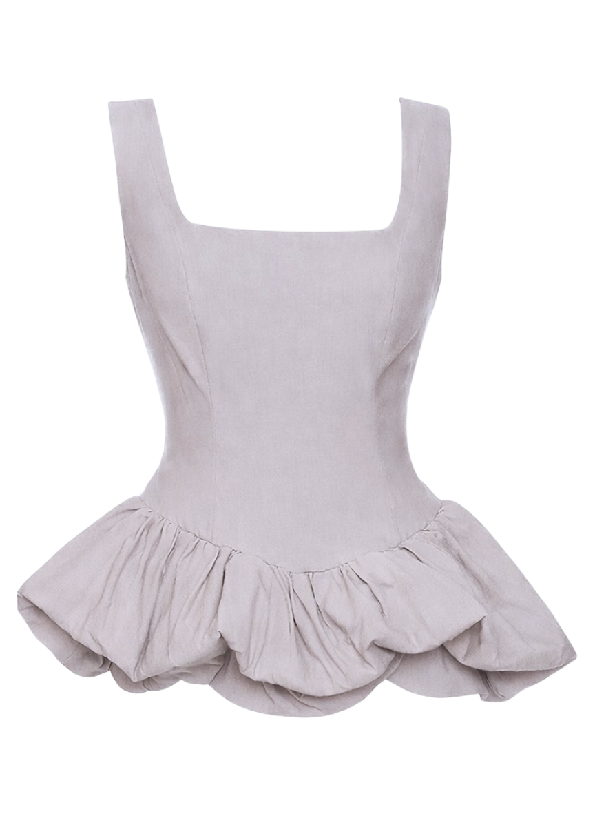 For Love & Lemons Bubble Hem Fitted Top