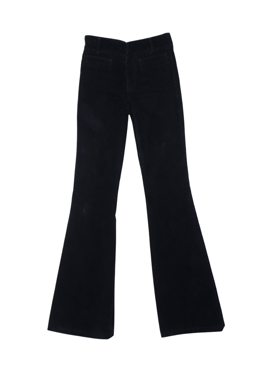 Chloe black velvet bootcut trousers