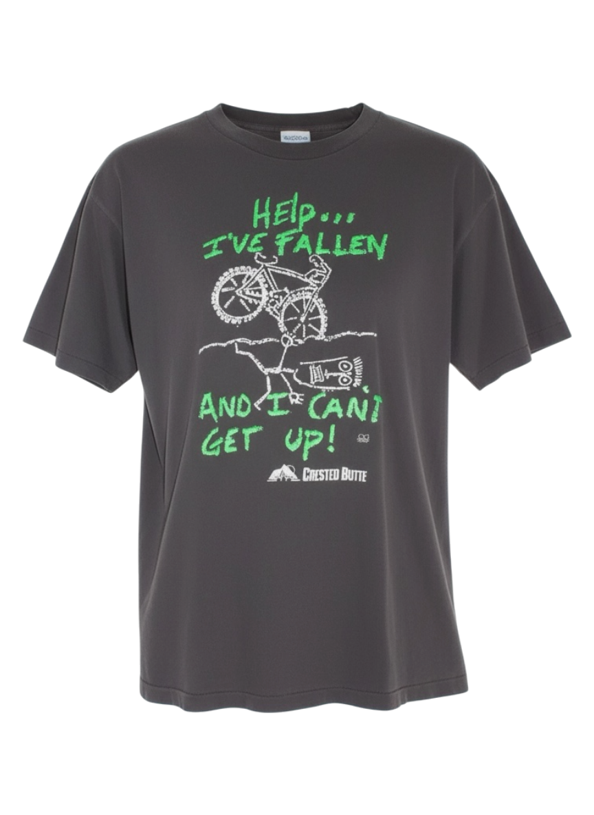 help i've fallen grey novelty tee