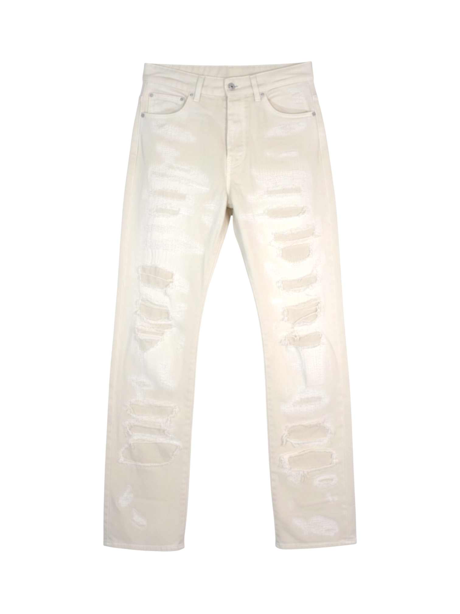 Heron Preston 2017 Distressed Creme Straight Leg Denim