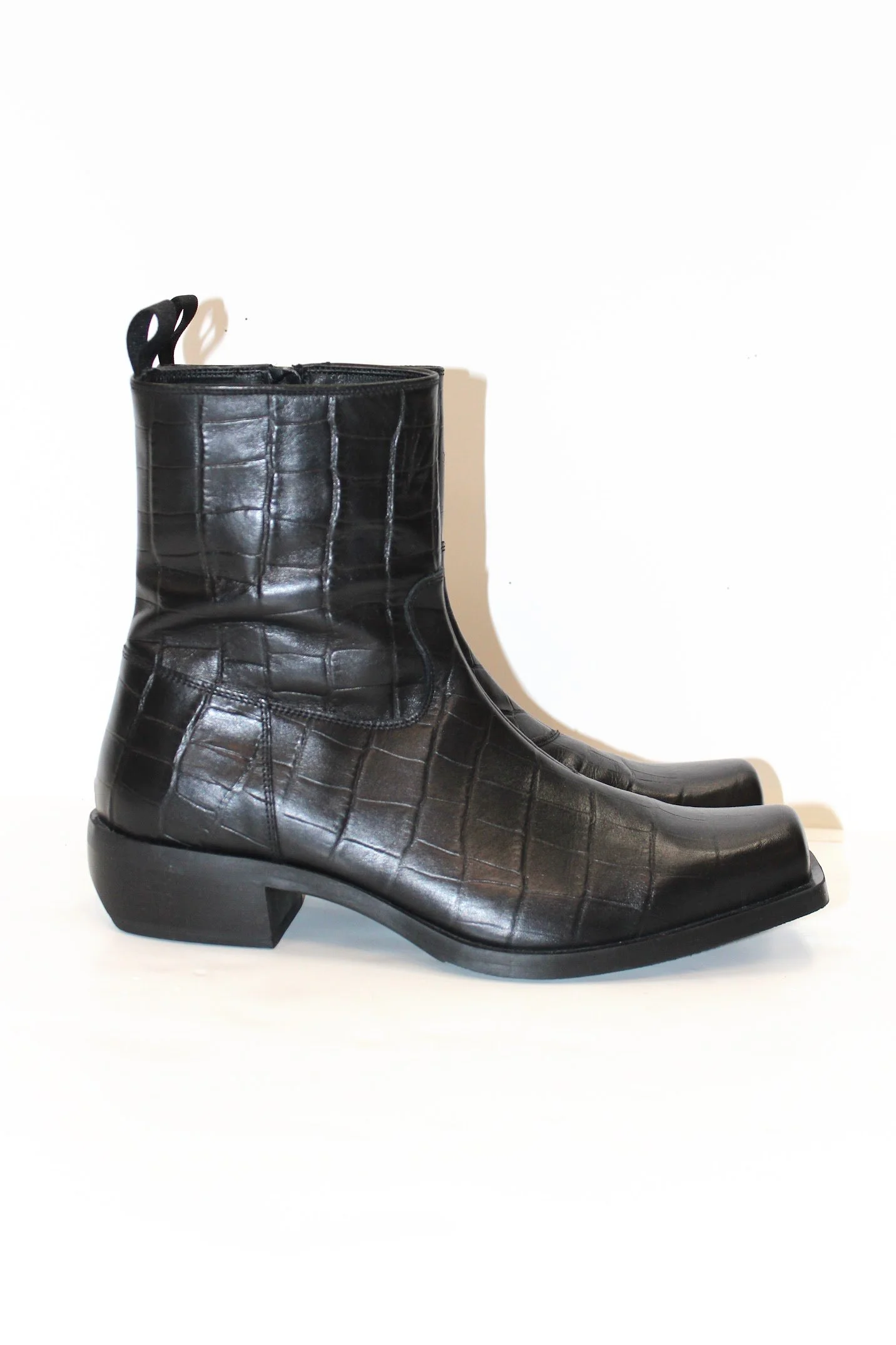 aldo square toe croc embossed ankle boots