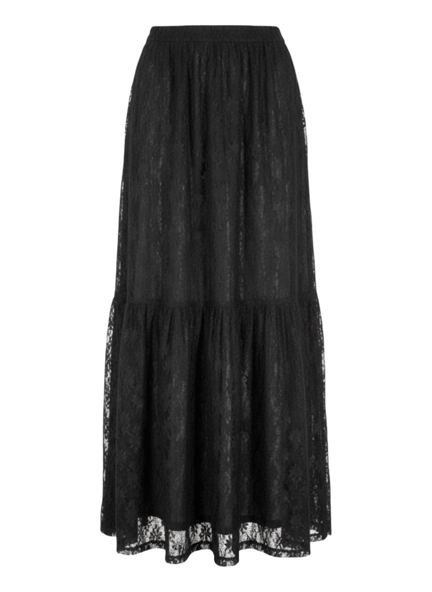 Lisa Says Gah black lace maxi skirt