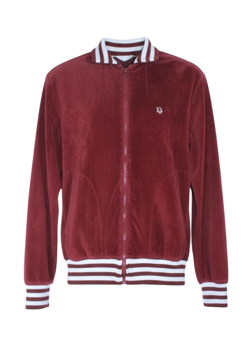 Vintage 80's Christian Dior brick red velour track jacket
