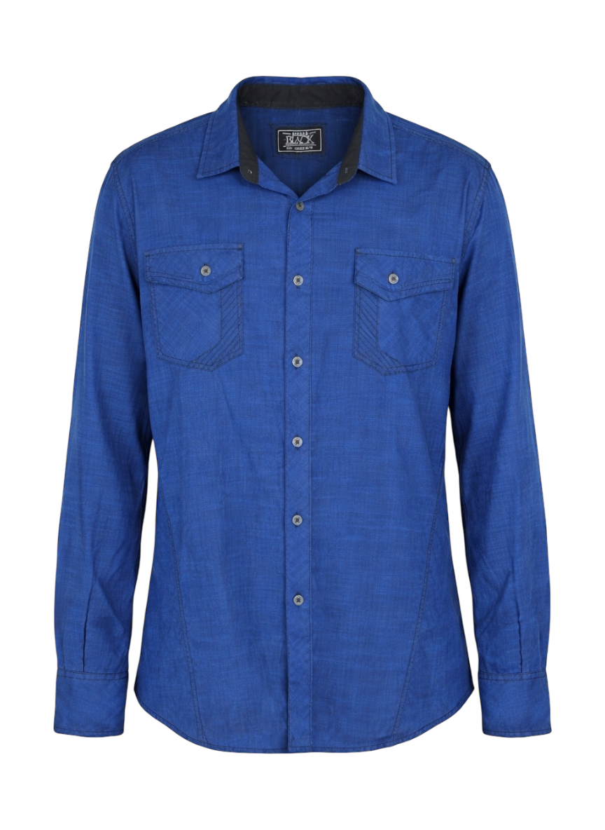 VTG Buckle Black 90s cobalt blue button down shirt with unique stitching