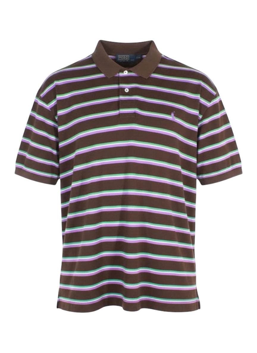 polo by ralph lauren brown and purple striped polo