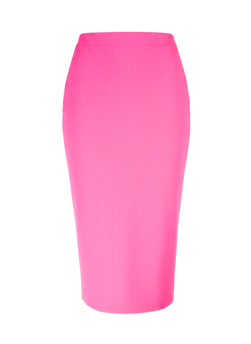 Amanda Uprichard neon pink stretch wiggle midi skirt