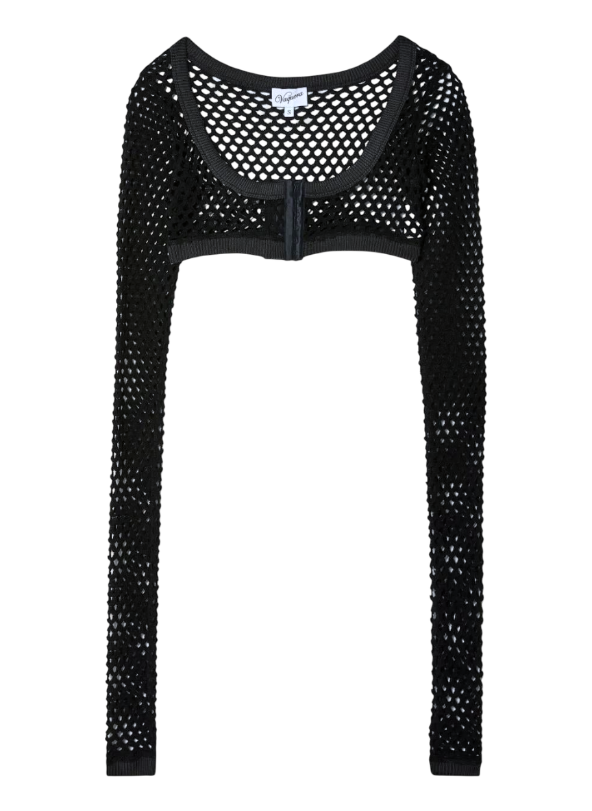Vaquera black open knit bolero top