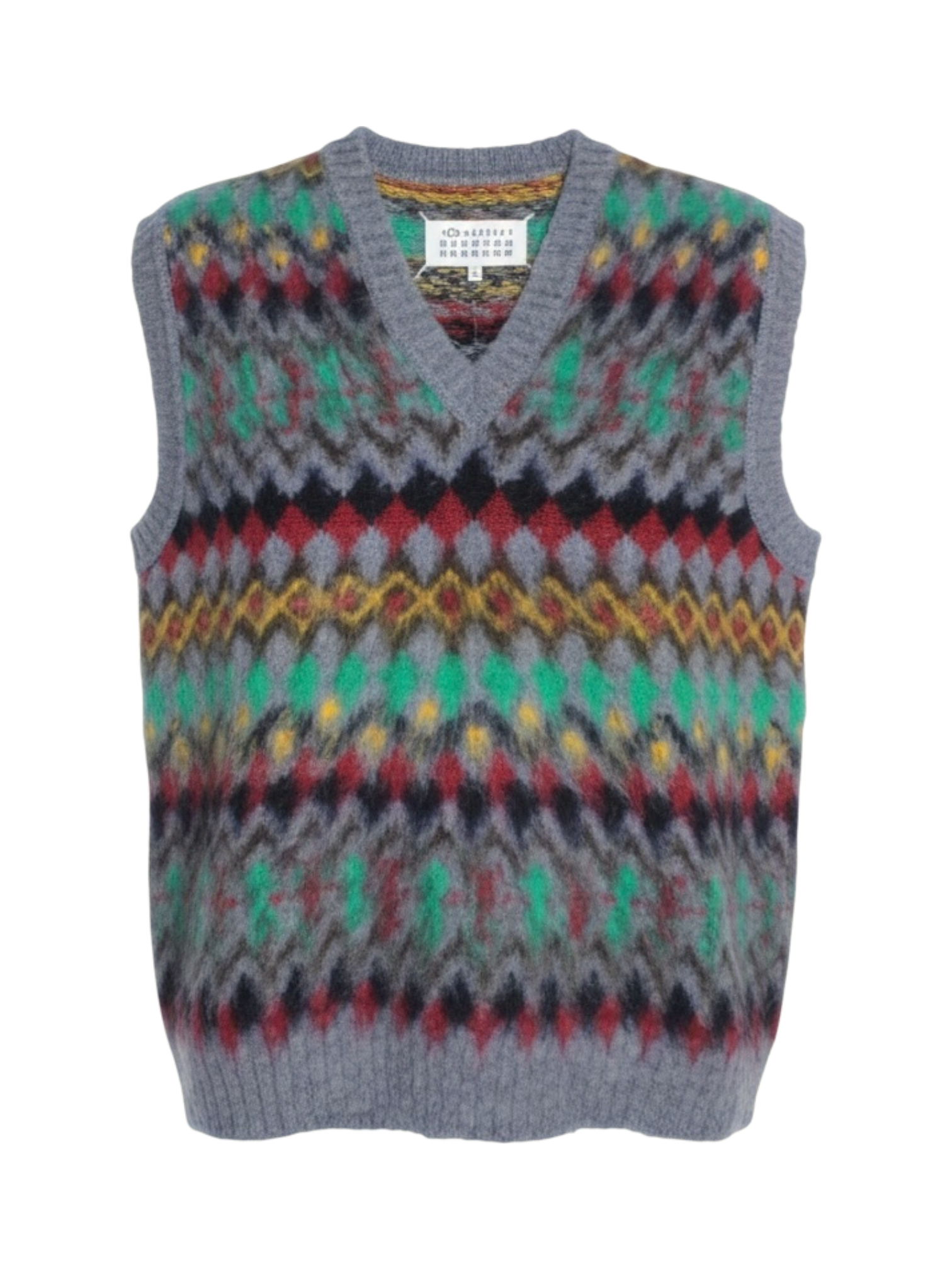 Maison Margiela Grey Wool Pattern Sweater Vest