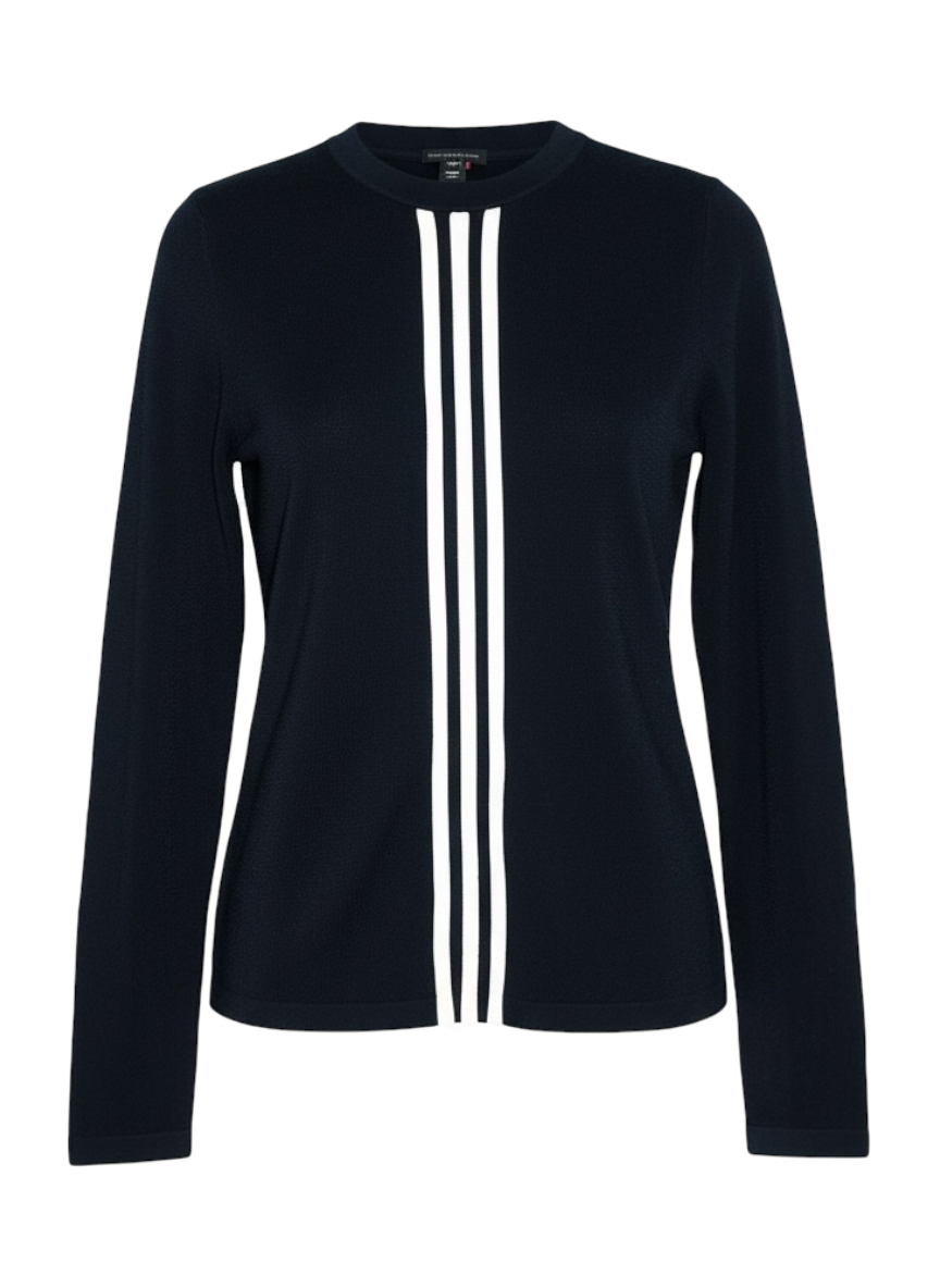 Y3 fitted cinch top with stripes down the front